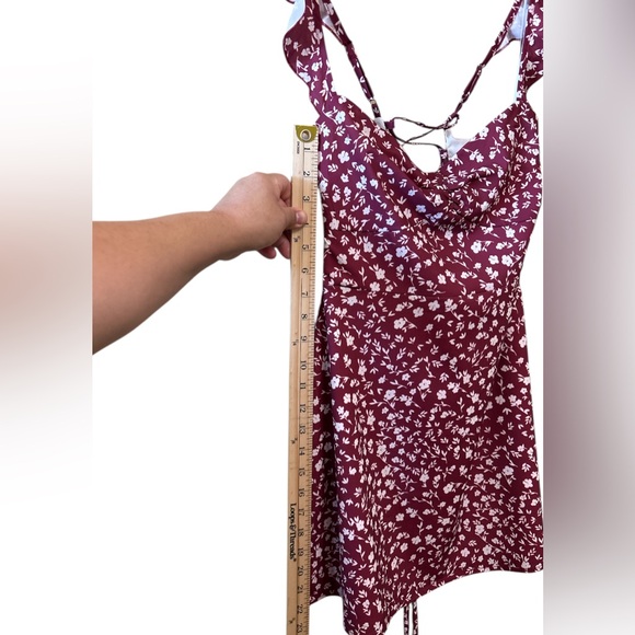 Princess Polly Burgundy Floral Mini Dress,Size 4 - Picture 8 of 11